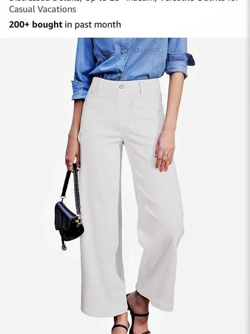 Wide Leg Jeans in White Waist 10